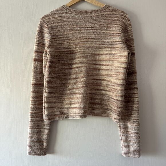 ATM Anthony Thomas Melillo Cotton Blend V-Neck Fuzzy Sweater Mocha Brown Small - Picture 7 of 8
